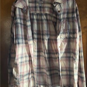 Carhartt ladies Casual Plaid Shirt - Cream and Pink A0009
